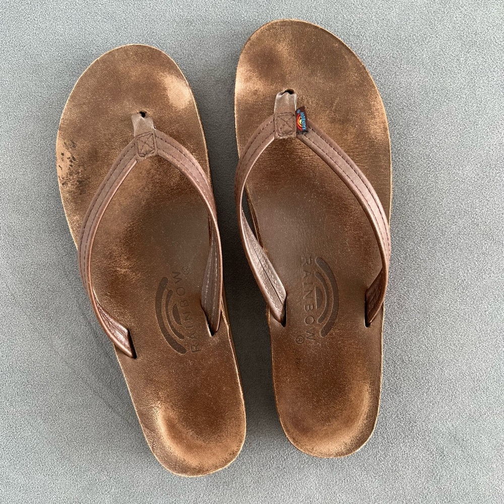 Rainbow Brown Leather Sandals